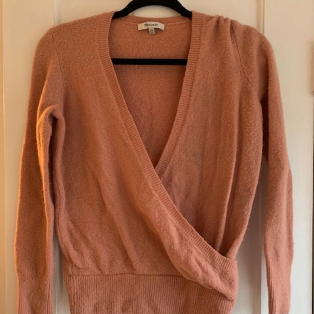 Madewell Wrap-Front Pullover Sweater in Coziest Yarn